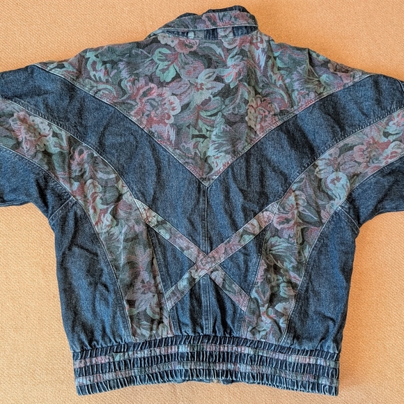 Vintage Levon Denim Floral Patchwork Bomber Jacket Cotton 90s - Picture 13 of 15